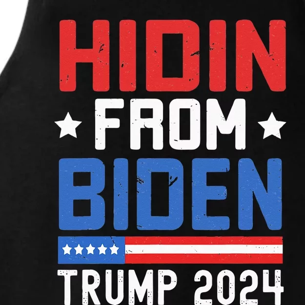 Hidin From Biden Kids Men Trump 2024 Funny Anti Joe Biden Ladies Tri-Blend Wicking Tank