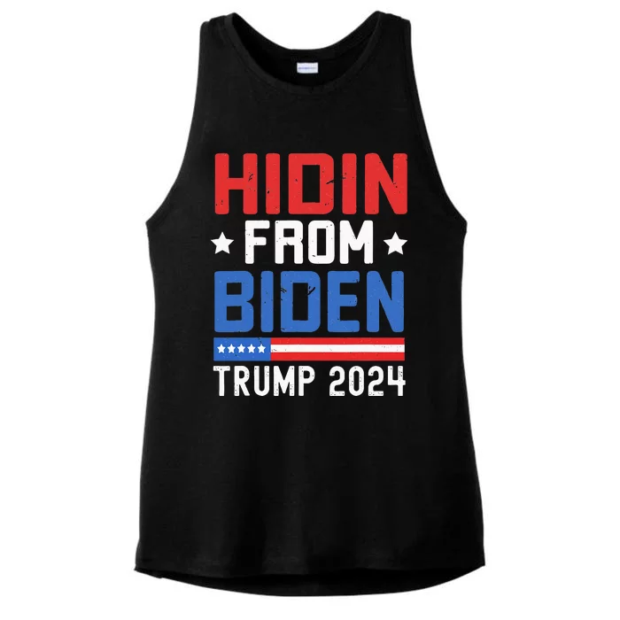 Hidin From Biden Kids Men Trump 2024 Funny Anti Joe Biden Ladies Tri-Blend Wicking Tank