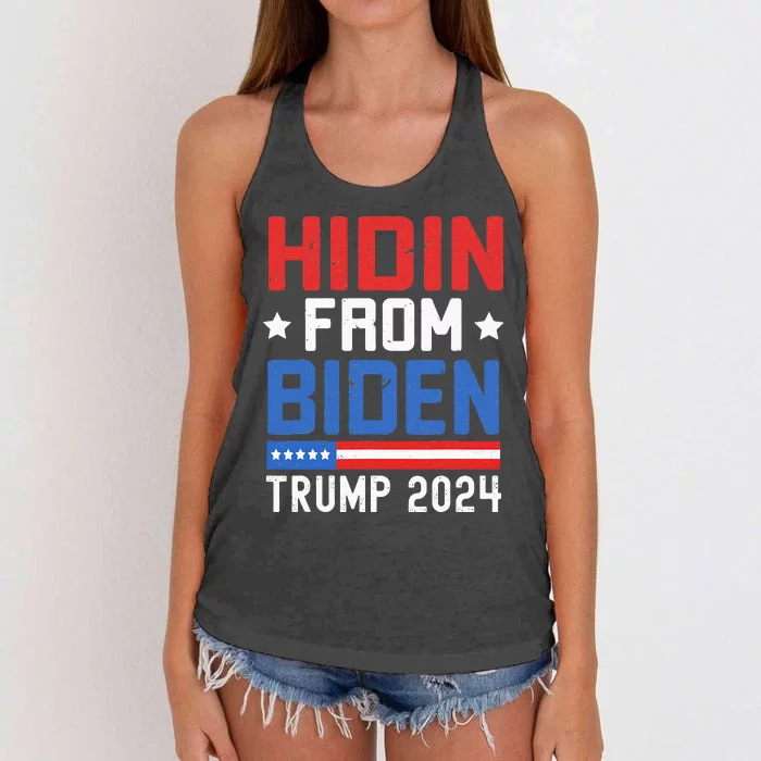 Hidin From Biden Kids Men Trump 2024 Funny Anti Joe Biden Women's Knotted Racerback Tank