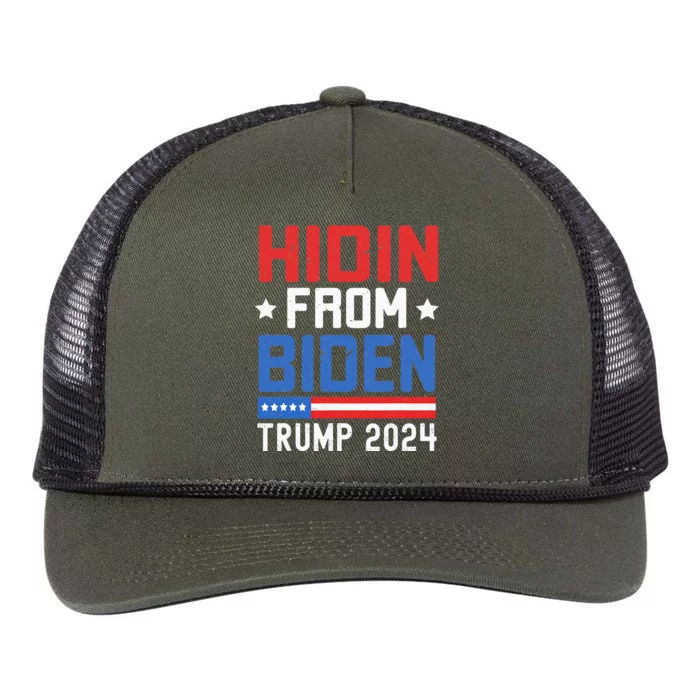 Hidin From Biden Kids Men Trump 2024 Funny Anti Joe Biden Retro Rope Trucker Hat Cap