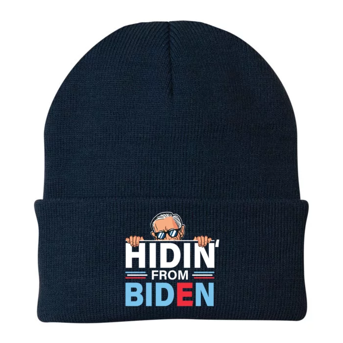 Hidin From Biden Gift Anti Joe Biden Hiding Political Gift Knit Cap Winter Beanie