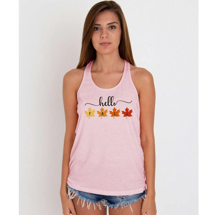 Hello Fall Cozy Nature Women's Knotted Racerback Tank