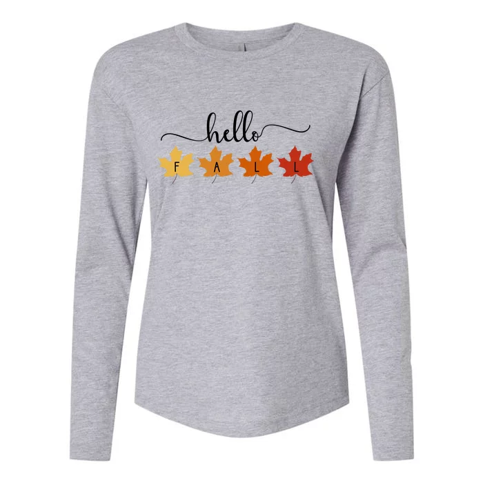 Hello Fall Cozy Nature Womens Cotton Relaxed Long Sleeve T-Shirt