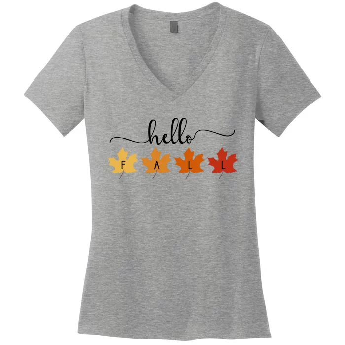 Hello Fall Cozy Nature Women's V-Neck T-Shirt