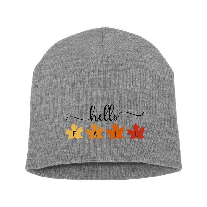 Hello Fall Cozy Nature Short Acrylic Beanie