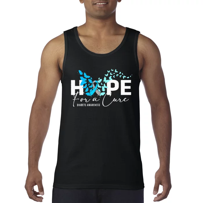 Hope For Cure Diabetes Awareness Butterfly Type 1 Diabetes Tank Top