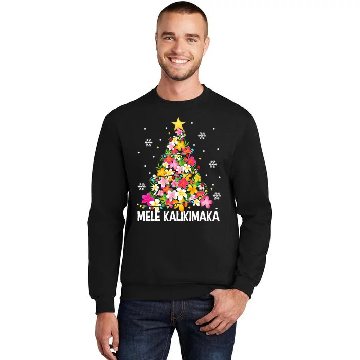 Hawaiian Floral Christmas Tree Mele Kalikimaka Tropical Xmas Sweatshirt