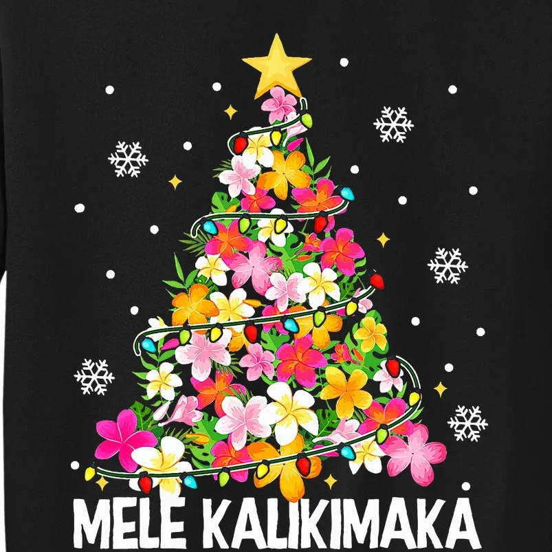 Hawaiian Floral Christmas Tree Mele Kalikimaka Tropical Xmas Sweatshirt