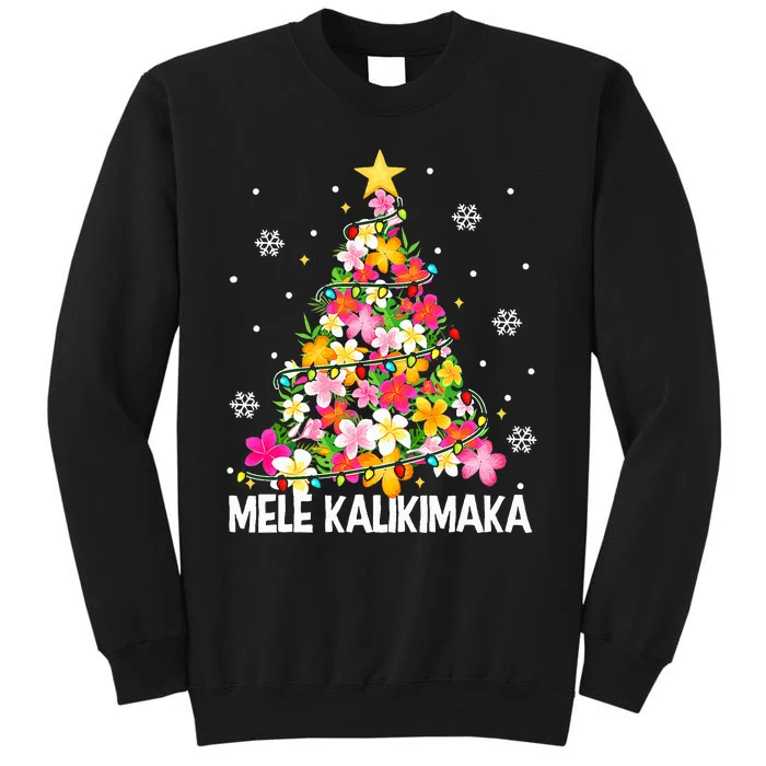 Hawaiian Floral Christmas Tree Mele Kalikimaka Tropical Xmas Sweatshirt