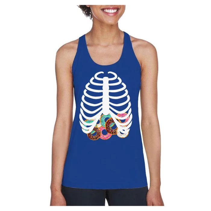 Halloween Food Costume Rib Cage Skeleton Donuts Women's Racerback Tank