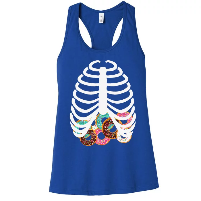 Halloween Food Costume Rib Cage Skeleton Donuts Women's Racerback Tank