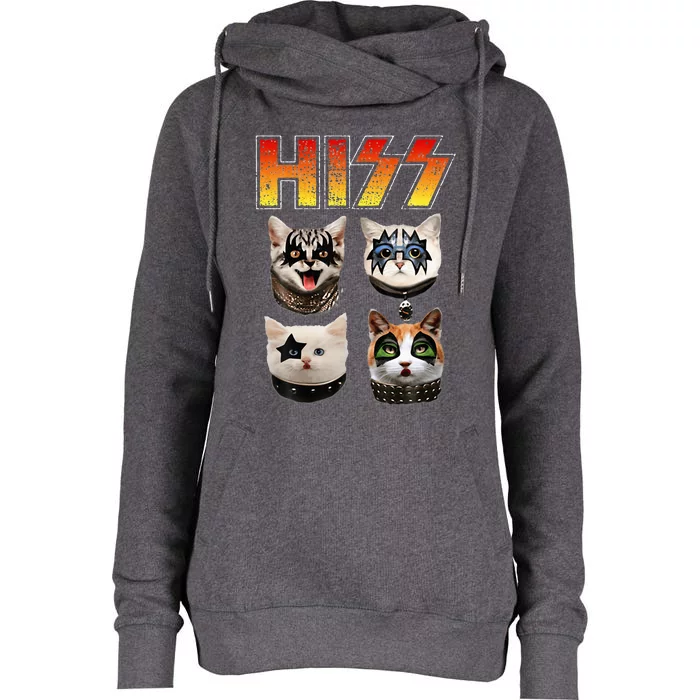 Hiss Funny Cat Lover Womens Funnel Neck Pullover Hood