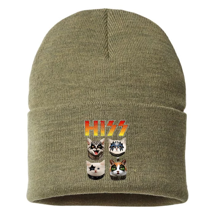 Hiss Funny Cat Lover Sustainable Knit Beanie