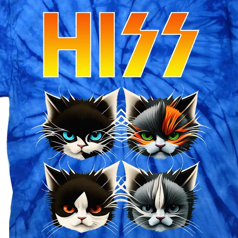 Hiss Funny Cats Rockin Outfit Apparel Design Rock Music Cat Tie-Dye T-Shirt