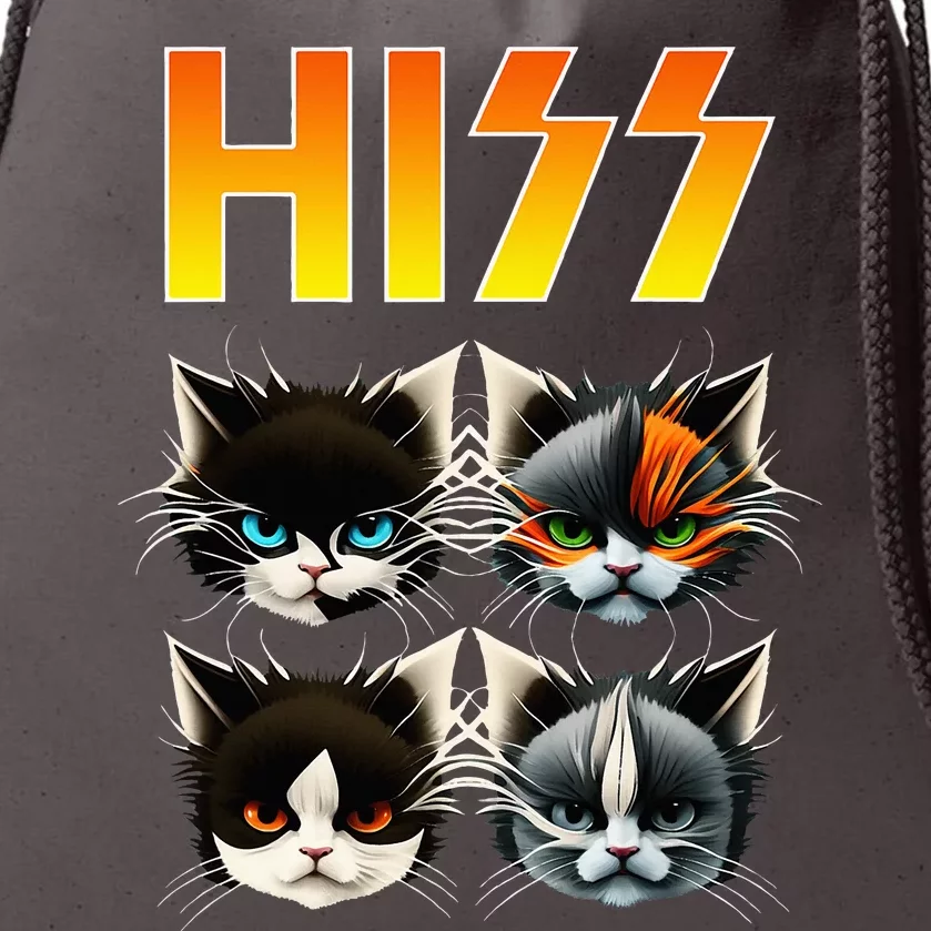 Hiss Funny Cats Rockin Outfit Apparel Design Rock Music Cat Drawstring Bag