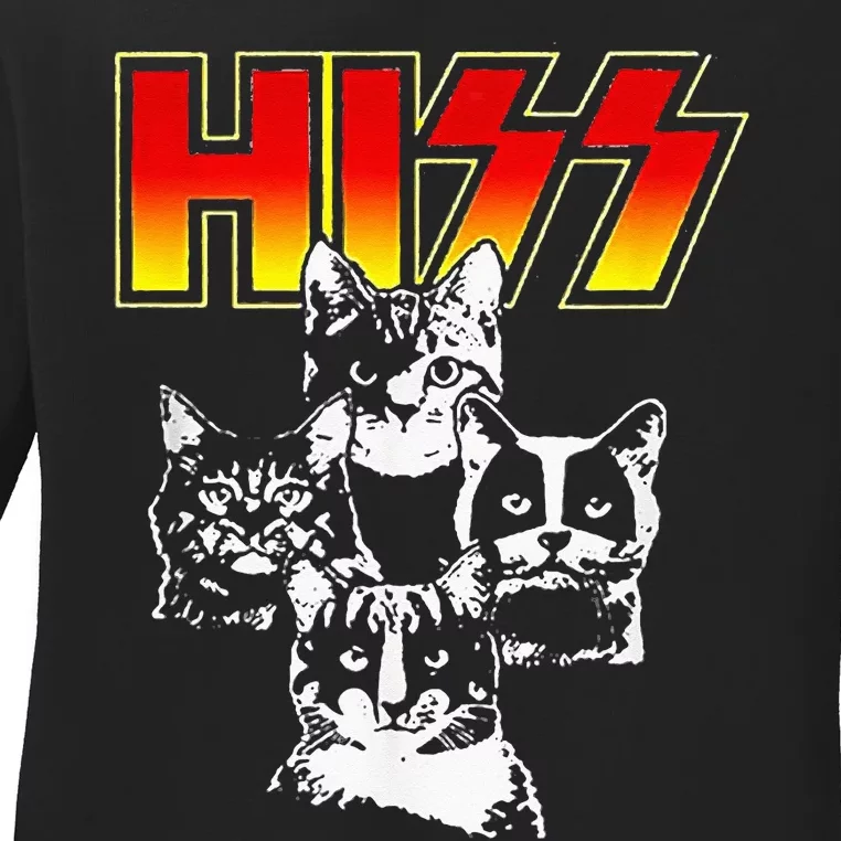 HISS Funny Cute Cat Mom Kitten Cats Lover Rock Ladies Long Sleeve Shirt