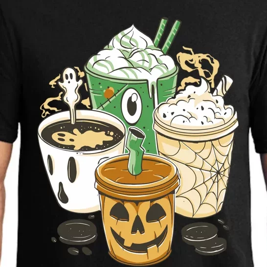 Horror Fall Coffee Pumpkin Spice Latte Halloween Costume Meaningful Gift Pajama Set