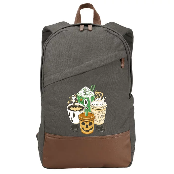 Horror Fall Coffee Pumpkin Spice Latte Halloween Costume Meaningful Gift Cotton Canvas Backpack