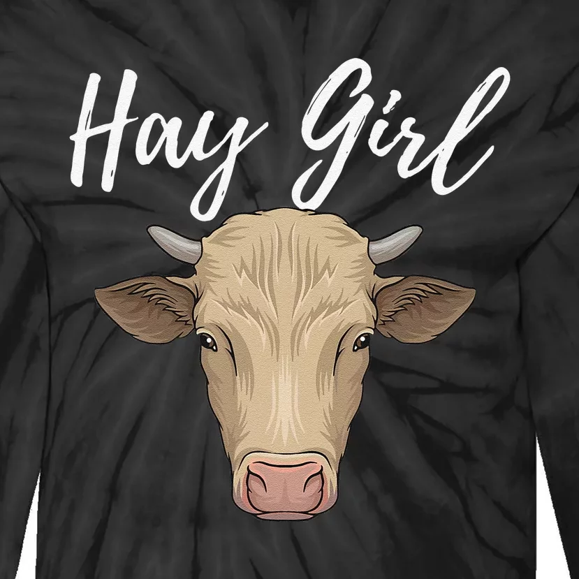 Hay  Funny Cow Lover Famer Cattle Ranch Farming Tie-Dye Long Sleeve Shirt