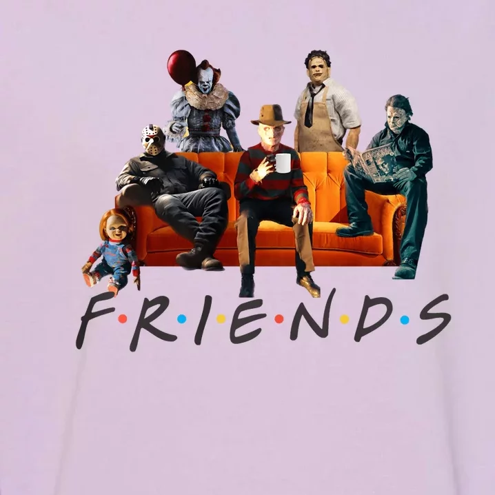 Halloween Friends Crew Gathering On A Spooky Orange Couch Garment-Dyed Sweatshirt