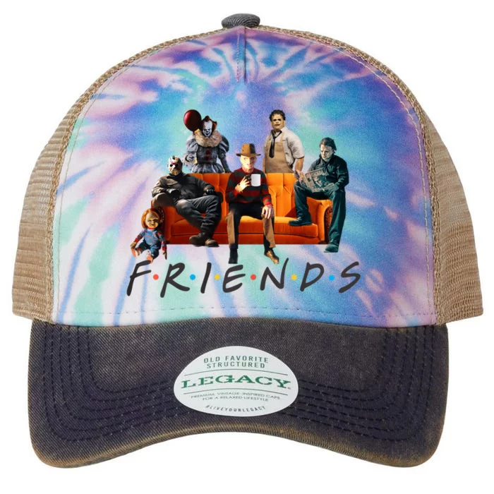 Halloween Friends Crew Gathering On A Spooky Orange Couch Legacy Tie Dye Trucker Hat