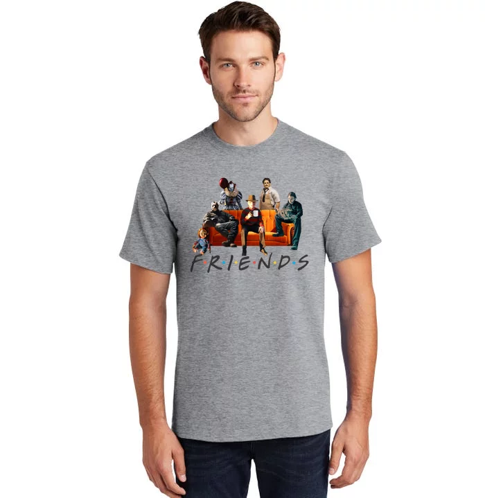 Halloween Friends Crew Gathering On A Spooky Orange Couch Tall T-Shirt