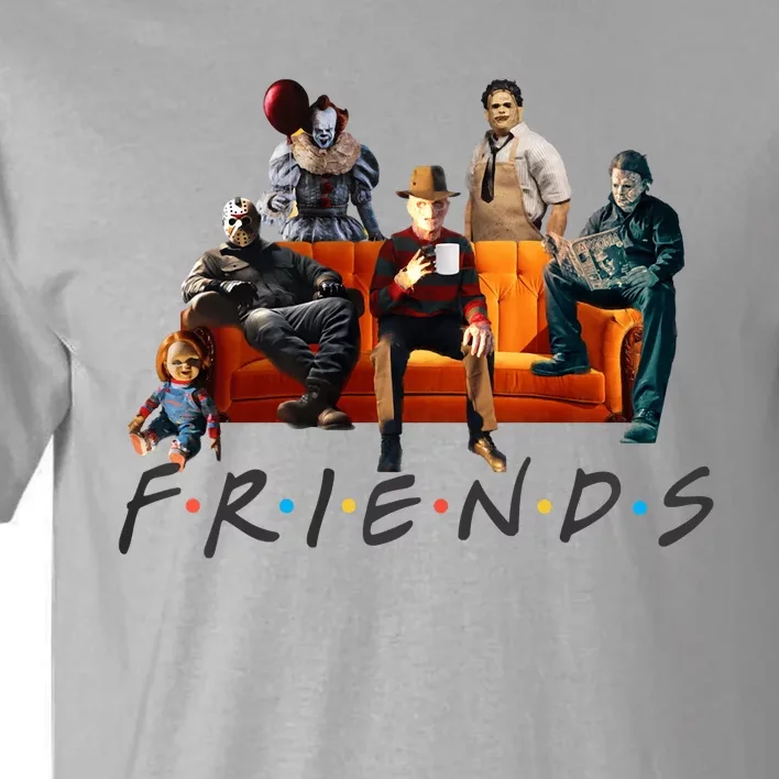 Halloween Friends Crew Gathering On A Spooky Orange Couch Tall T-Shirt