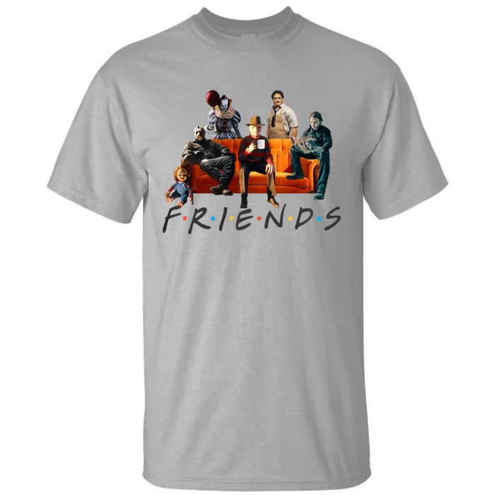 Halloween Friends Crew Gathering On A Spooky Orange Couch Tall T-Shirt