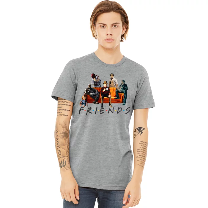 Halloween Friends Crew Gathering On A Spooky Orange Couch Premium T-Shirt