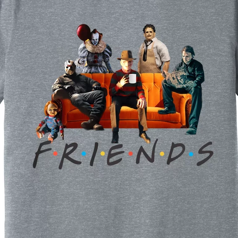 Halloween Friends Crew Gathering On A Spooky Orange Couch Premium T-Shirt