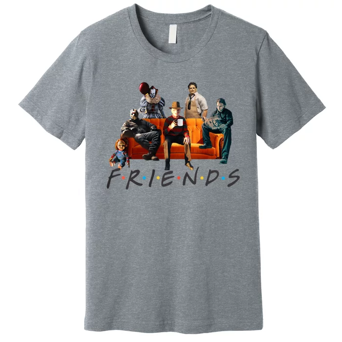 Halloween Friends Crew Gathering On A Spooky Orange Couch Premium T-Shirt