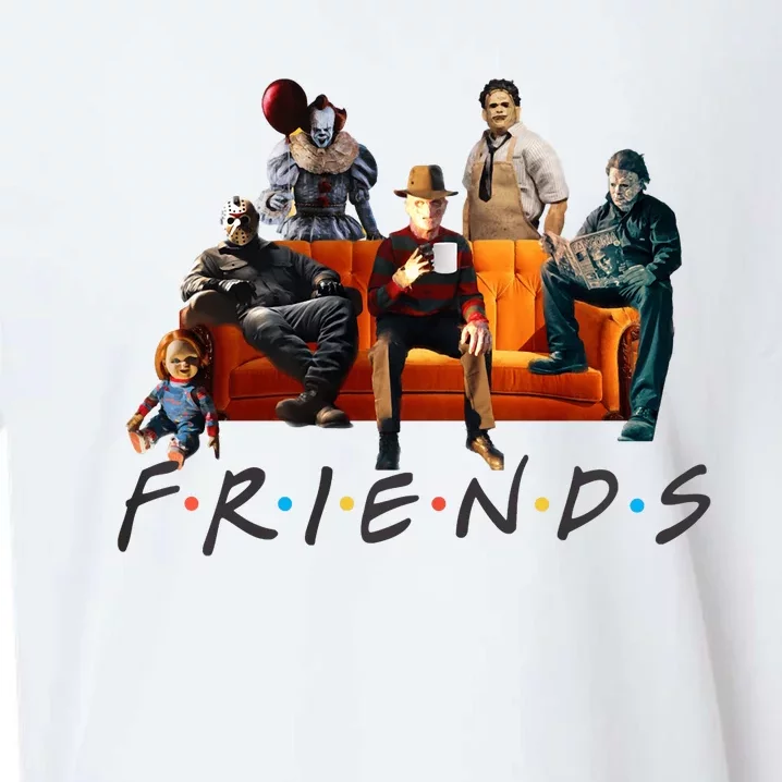 Halloween Friends Crew Gathering On A Spooky Orange Couch Sueded Cloud Jersey T-Shirt