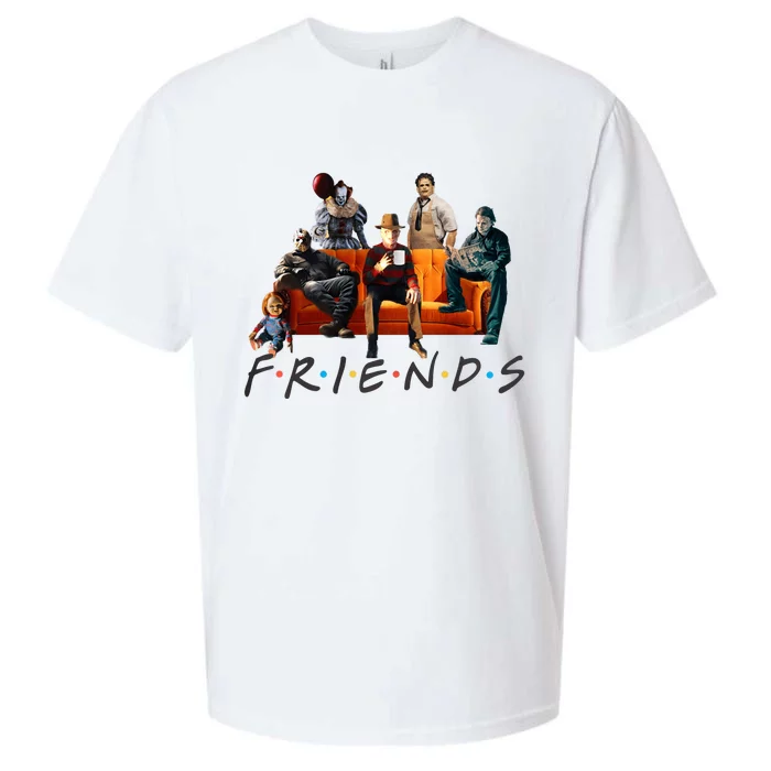 Halloween Friends Crew Gathering On A Spooky Orange Couch Sueded Cloud Jersey T-Shirt