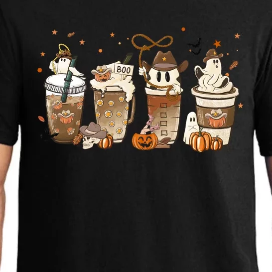 Horror Fall Coffee Latte Pumpkin Spice Iced Halloween Outfit Cute Gift Pajama Set