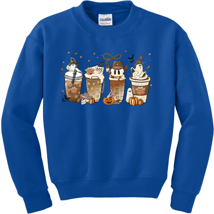 Horror Fall Coffee Latte Pumpkin Spice Iced Halloween Outfit Cute Gift Kids Sweatshirt