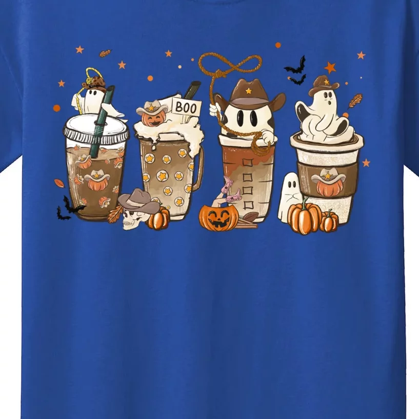 Horror Fall Coffee Latte Pumpkin Spice Iced Halloween Outfit Cute Gift Kids T-Shirt