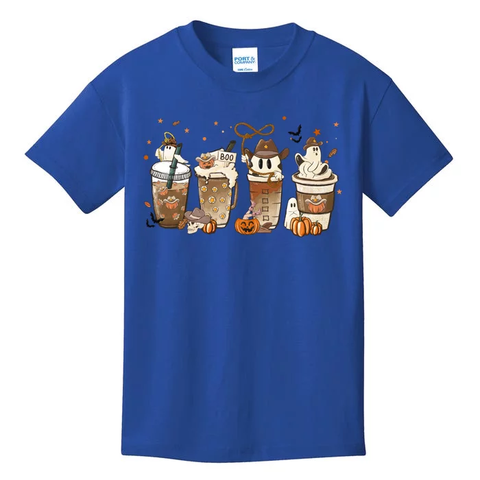 Horror Fall Coffee Latte Pumpkin Spice Iced Halloween Outfit Cute Gift Kids T-Shirt