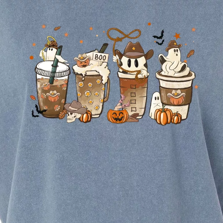 Horror Fall Coffee Latte Pumpkin Spice Iced Halloween Outfit Cute Gift Garment-Dyed Women's Muscle Tee