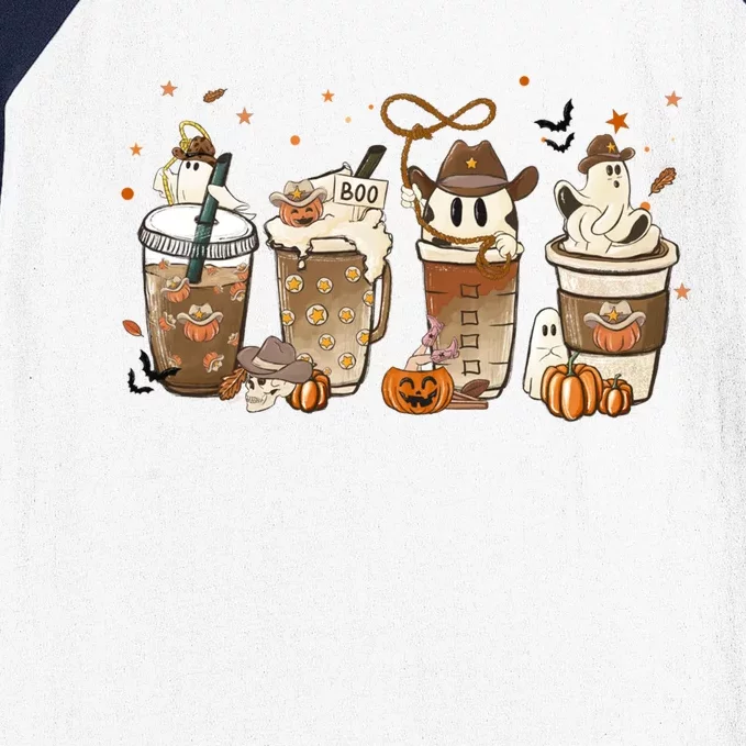 Horror Fall Coffee Latte Pumpkin Spice Iced Halloween Outfit Gift Baseball Sleeve Shirt