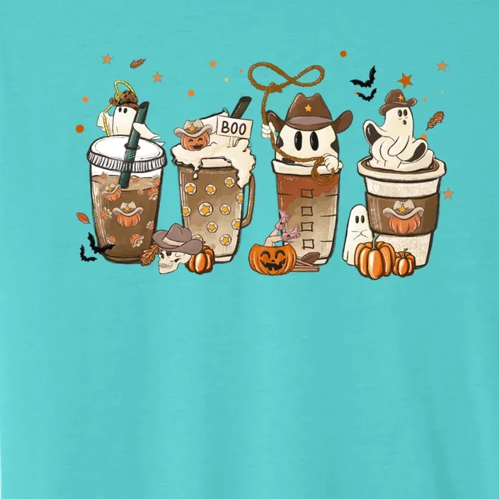 Horror Fall Coffee Latte Pumpkin Spice Iced Halloween Outfit Gift ChromaSoft Performance T-Shirt