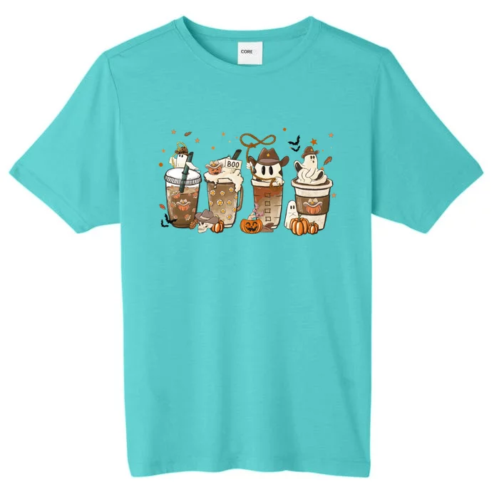 Horror Fall Coffee Latte Pumpkin Spice Iced Halloween Outfit Gift ChromaSoft Performance T-Shirt