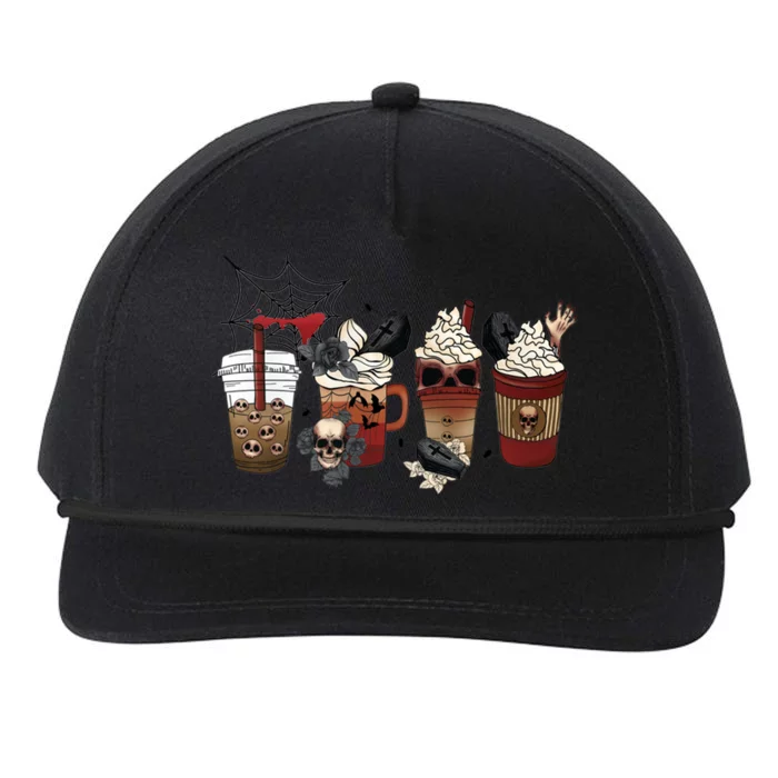 Horror Fall Coffee Pumpkin Spice Latte Iced Halloween Gift Snapback Five-Panel Rope Hat