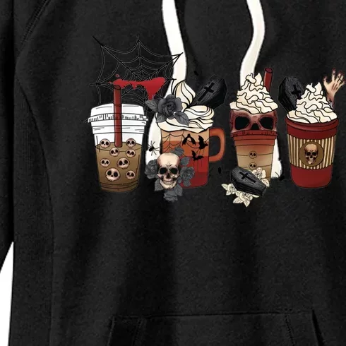 Horror Fall Coffee Pumpkin Spice Latte Iced Halloween Gift Women's Fleece Hoodie