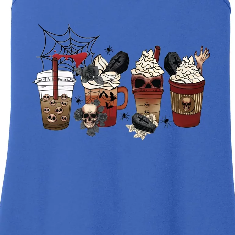 Horror Fall Coffee Pumpkin Spice Latte Iced Halloween Gift Ladies Essential Tank