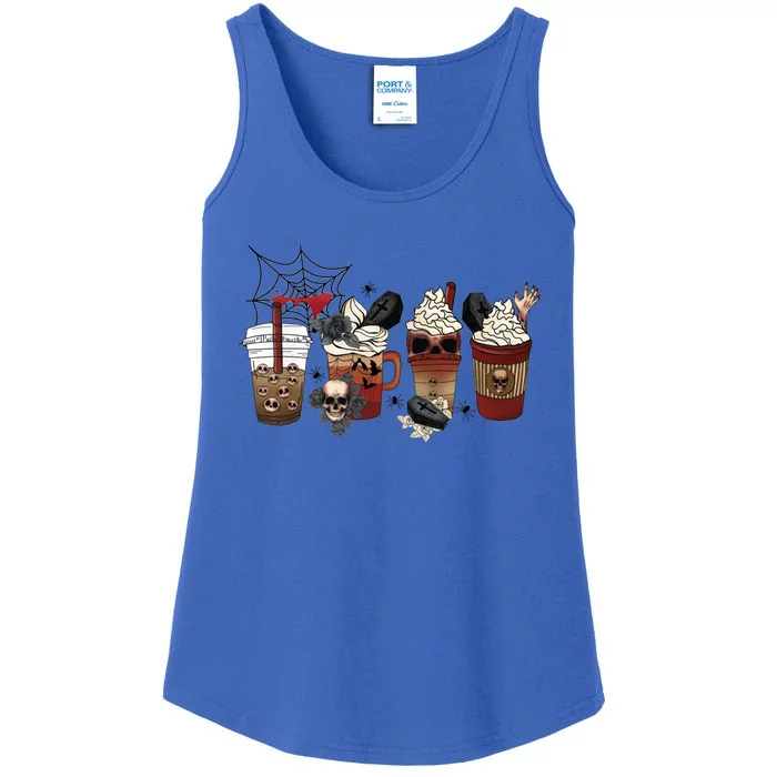 Horror Fall Coffee Pumpkin Spice Latte Iced Halloween Gift Ladies Essential Tank