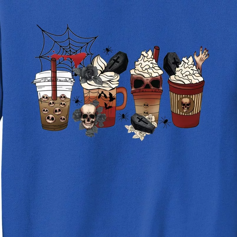 Horror Fall Coffee Pumpkin Spice Latte Iced Halloween Gift Tall Sweatshirt