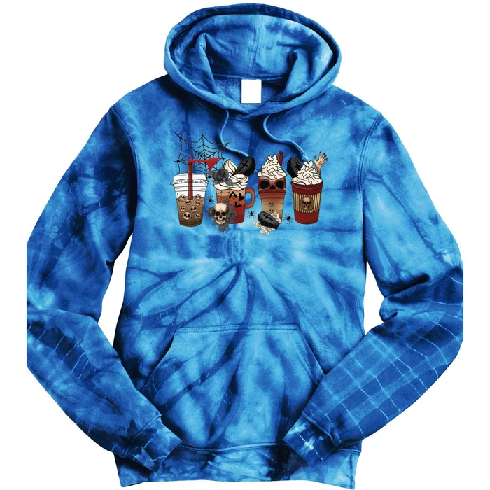 Horror Fall Coffee Pumpkin Spice Latte Iced Halloween Gift Tie Dye Hoodie