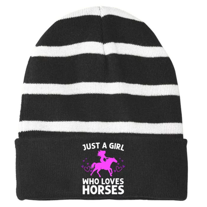 Horse For  Cow Unique Horse Racing Striped Beanie with Solid Band