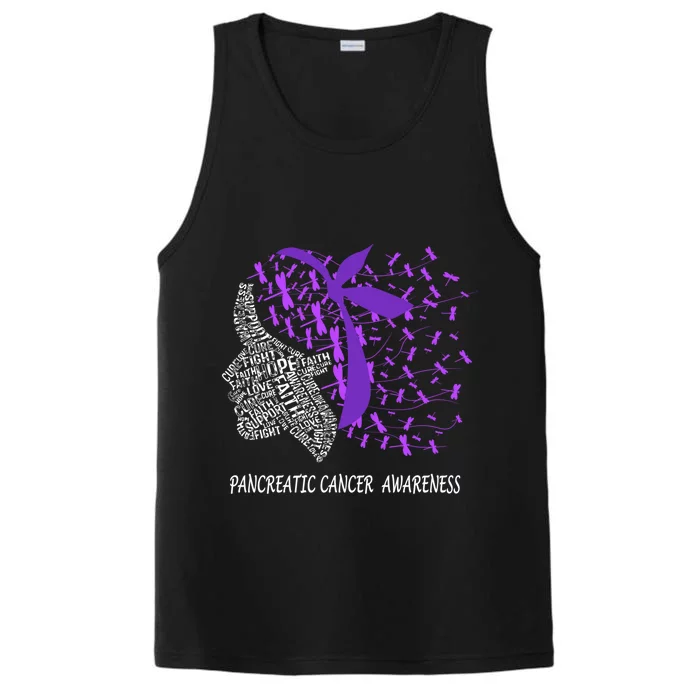 Hope Fight Cure Pancreatic Cancer Dragonfly Face Gift Performance Tank