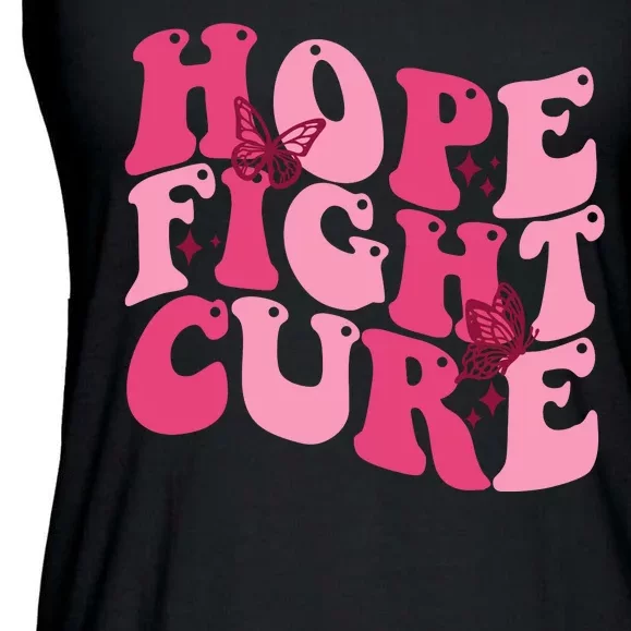 Hope Fight Cure Breast Cancer Butterfly Awareness Ladies Essential Flowy Tank